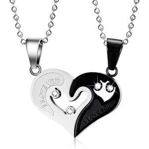 Matching Necklace For Couples Titanium Promise Love Stainless Steel Pend…